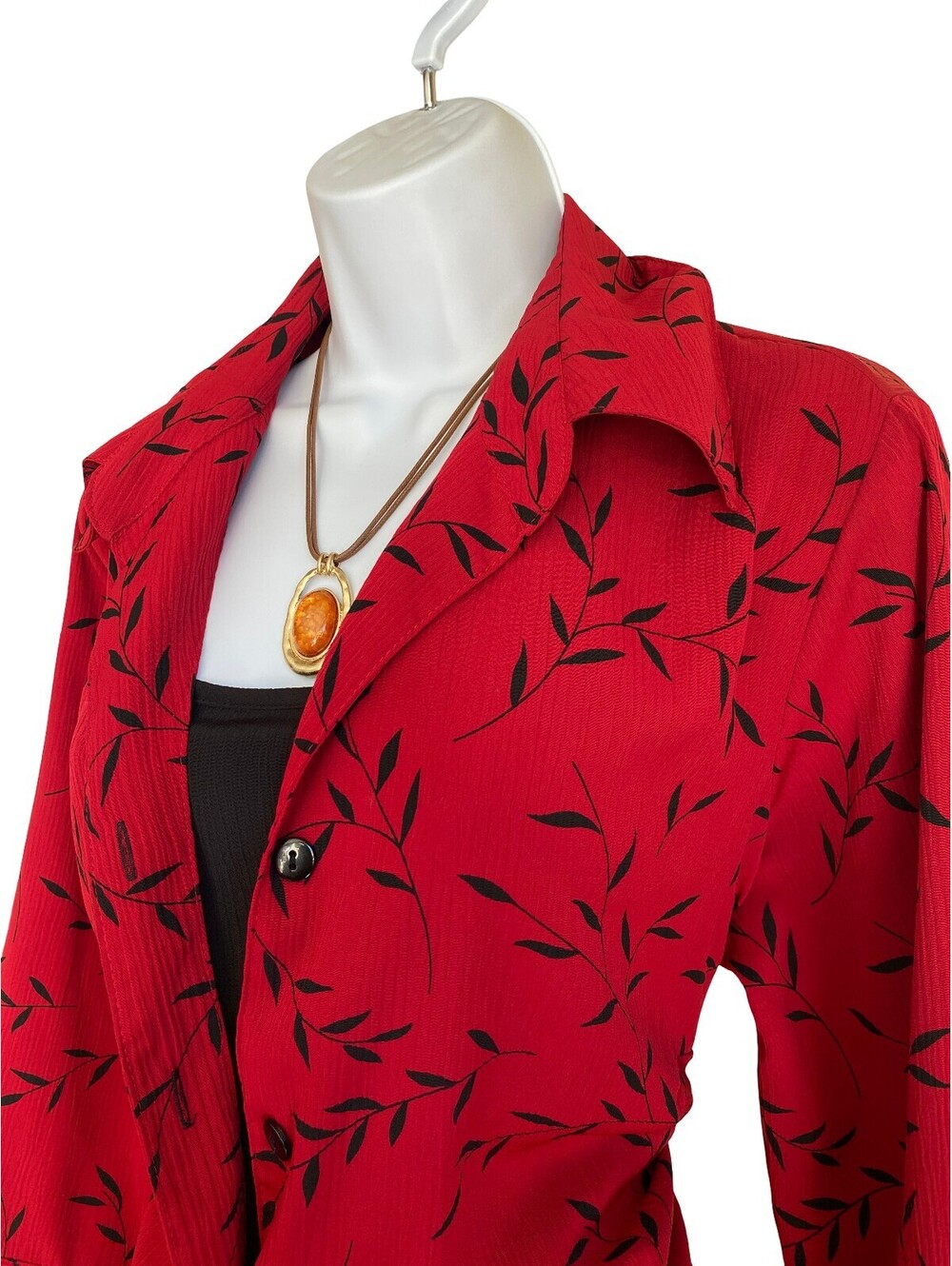 Vintage Plus 1X Cherry Red Button Up Blouse Blazer Set Whimsigoth Officecore Top - Picture 3 of 6